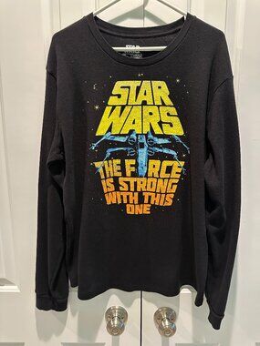 Star Wars X-Wing The Force Is Strong Waffle Thermal Shirt Black 2XL